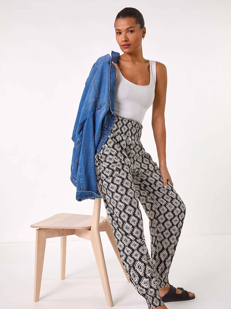 Roman Black Abstract Tie Pocket Trousers - Image 1 of 5