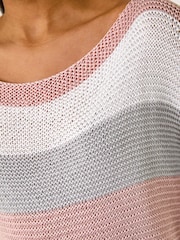 Roman Pink Colour Block Slash Neck Jumper - Image 5 of 5