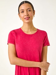 Roman Pink Frill Tiered Smock Midi Dress - Image 4 of 5