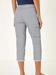 Roman Blue Stripe Cropped Cargo Trousers - Image 3 of 5