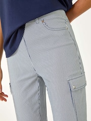 Roman Blue Stripe Cropped Cargo Trousers - Image 4 of 5