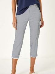Roman Blue Stripe Cropped Cargo Trousers - Image 5 of 5