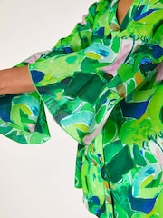 Roman Green Abstract Print Flared Blouse - Image 5 of 5