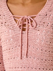 Roman Pink Stitch Detail V-Neck Knit Jumper - Image 5 of 5