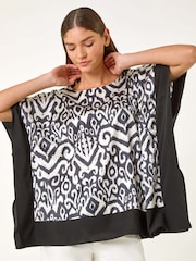 Roman Black Mono Printed Tunic Top - Image 1 of 5