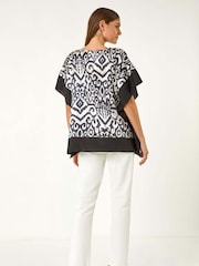 Roman Black Mono Printed Tunic Top - Image 3 of 5