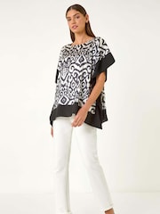 Roman Black Mono Printed Tunic Top - Image 4 of 5