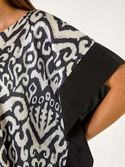 Roman Black Mono Printed Tunic Top - Image 5 of 5