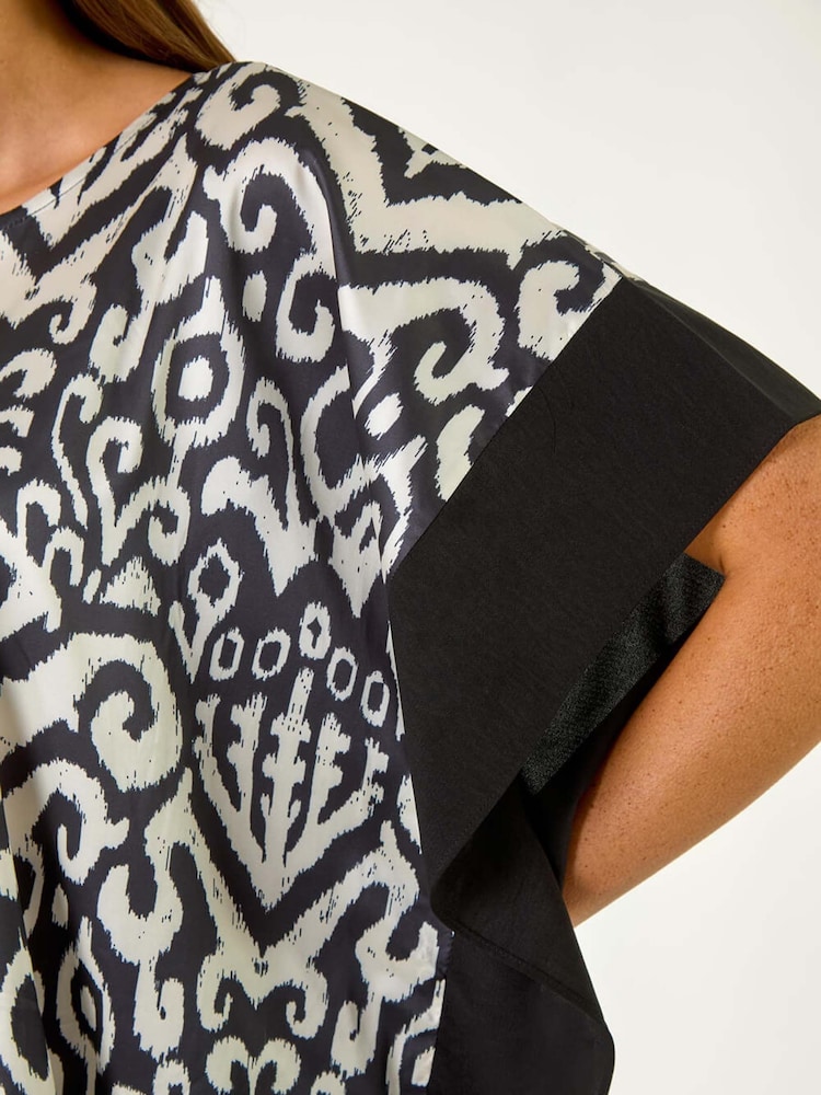 Roman Black Mono Printed Tunic Top - Image 5 of 5