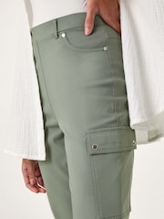 Roman Green Turn Up Stretch Cropped Cargo Trousers - Image 5 of 5