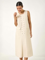Roman Cream Button Detail Midi Dress - Image 1 of 5