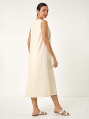 Roman Cream Button Detail Midi Dress - Image 3 of 5
