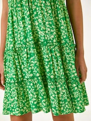 Roman Green Floral Print Short Tea Dress - Image 5 of 5