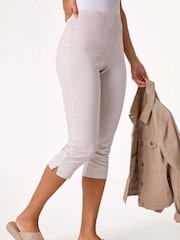 Roman Natural Striped Cropped Stretch Trousers - Image 1 of 5
