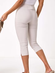 Roman Natural Striped Cropped Stretch Trousers - Image 3 of 5