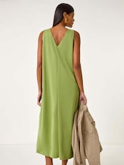 Roman Green Soft Pique Stretch Midi Dress - Image 3 of 5