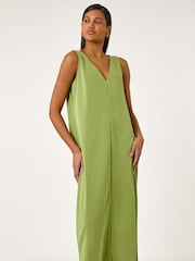 Roman Green Soft Pique Stretch Midi Dress - Image 4 of 5