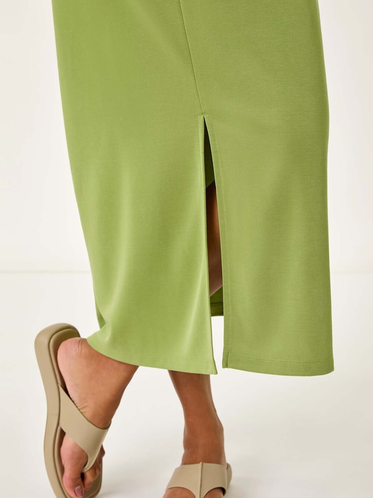 Roman Green Soft Pique Stretch Midi Dress - Image 5 of 5