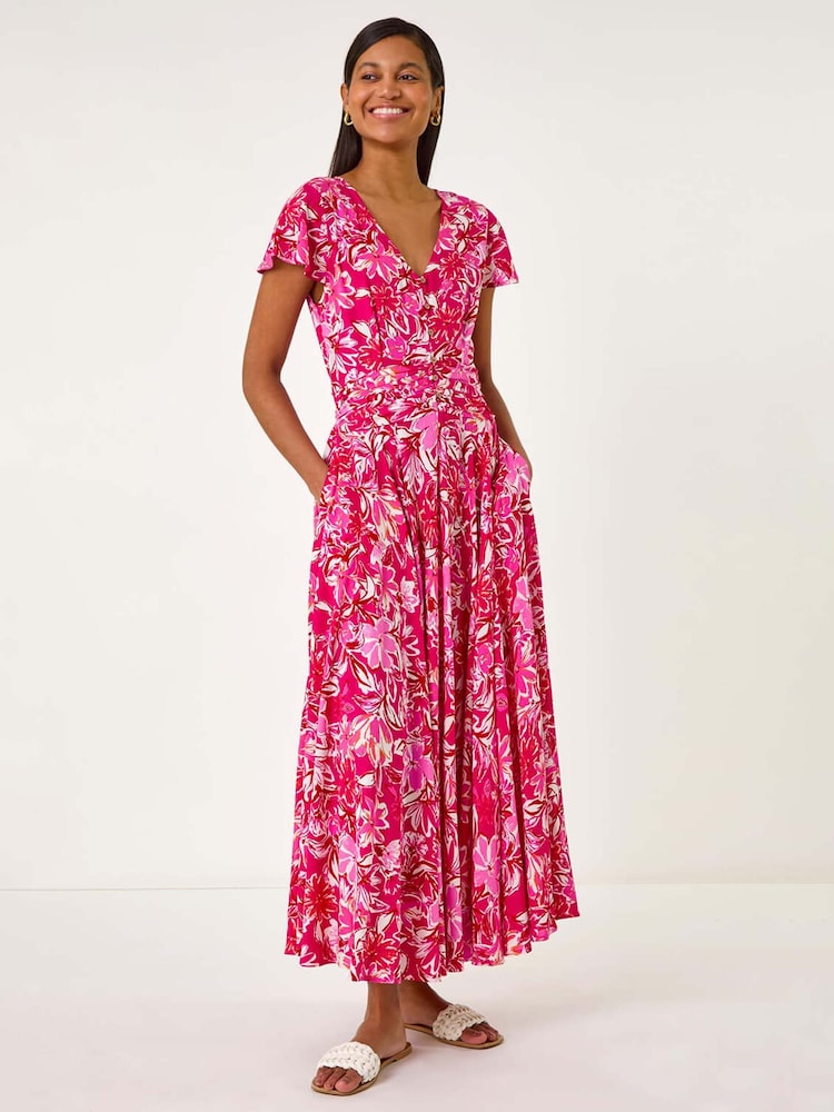 Roman Floral Ruched Waist Maxi Dress - Imagen 1 de 5 Roman Floral Ruched Waist Maxi Dress - Imagen 1 de 5