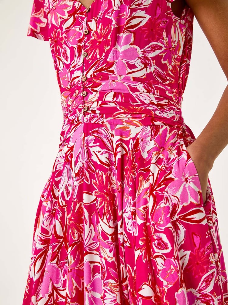 Roman Floral Ruched Waist Maxi Dress - Imagen 5 de 5 Roman Floral Ruched Waist Maxi Dress - Imagen 5 de 5