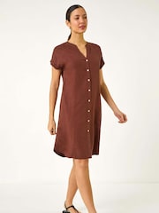 Roman Brown Mix Shift Dress - Image 2 of 5