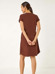 Roman Brown Mix Shift Dress - Image 3 of 5