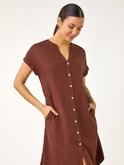 Roman Brown Mix Shift Dress - Image 4 of 5