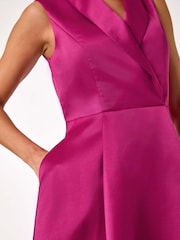 Roman Pink Satin Tuxedo Style Midi Dress - Image 5 of 5