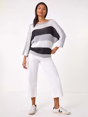 Roman Grey Colour Block Slash Neck Jumper - Image 2 of 5