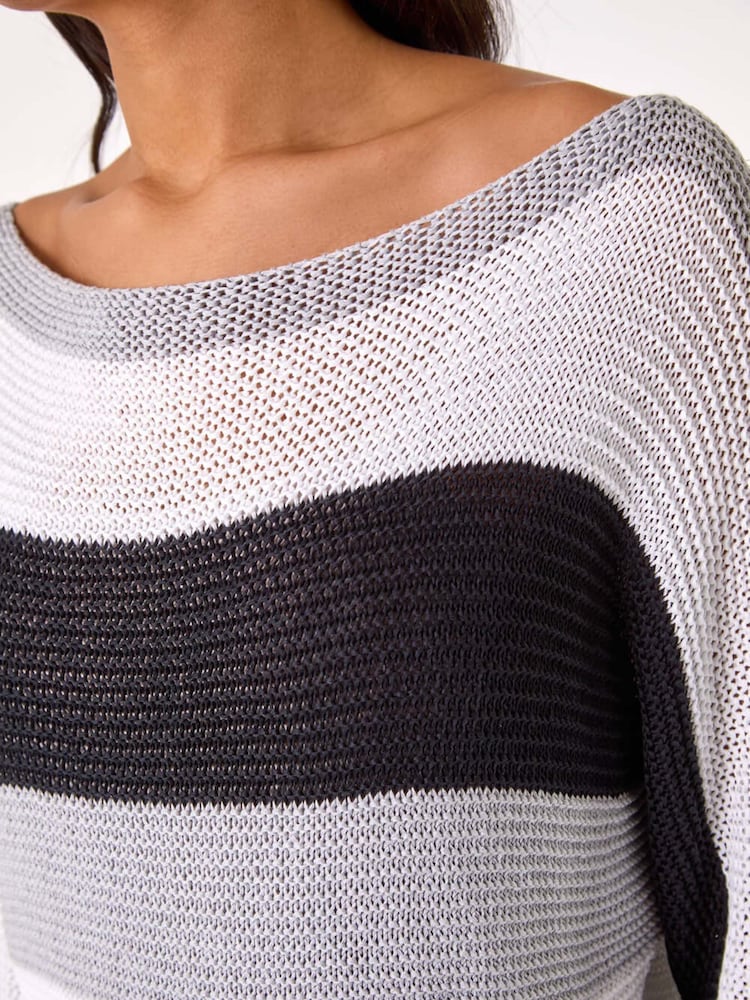 Roman Grey Colour Block Slash Neck Jumper - Image 5 of 5