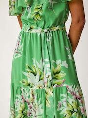 Roman Green Floral Bardot Belted Maxi Dress - Image 5 of 5