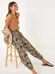 Roman Black Leaf Tie Waist Trousers - Image 1 of 5