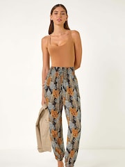 Roman Black Leaf Tie Waist Trousers - Image 2 of 5