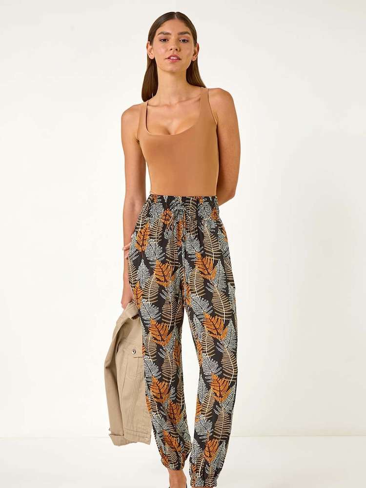 Roman Black Leaf Tie Waist Trousers - Image 2 of 5
