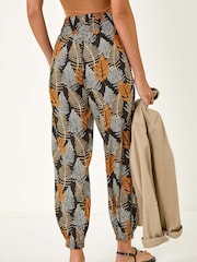 Roman Black Leaf Tie Waist Trousers - Image 3 of 5