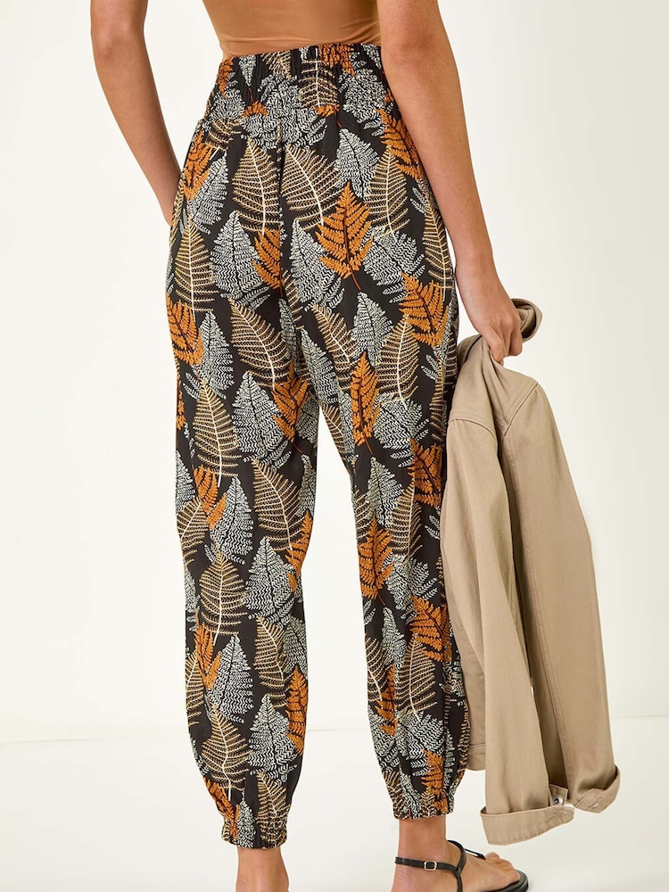 Roman Black Leaf Tie Waist Trousers - Image 3 of 5