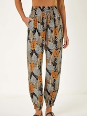 Roman Black Leaf Tie Waist Trousers - Image 4 of 5