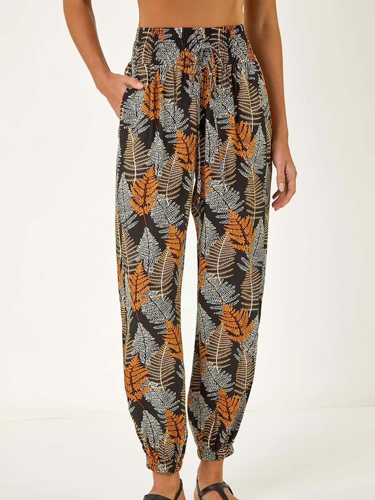Roman Black Leaf Tie Waist Trousers - Image 4 of 5