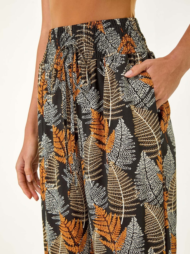 Roman Black Leaf Tie Waist Trousers - Image 5 of 5