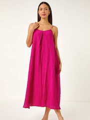 Roman Pink Textured Pleat Midi Dress - Image 2 of 5
