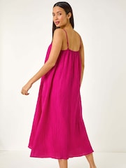 Roman Pink Textured Pleat Midi Dress - Image 3 of 5