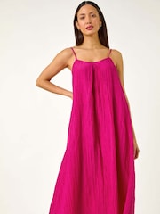 Roman Pink Textured Pleat Midi Dress - Image 4 of 5