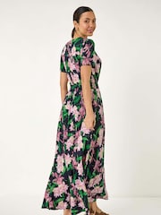 Roman Pink Floral Shirred Maxi Dress - Image 3 of 5