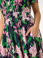 Roman Pink Floral Shirred Maxi Dress - Image 5 of 5