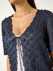 Roman Blue Textured Tie Front Shrug - Image 5 of 5