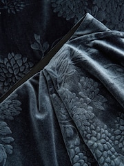 Navy Embossed Velvet Draped Midi Skirt - Image 2 of 3