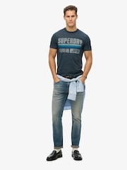Superdry Blue Japan Stripe Relaxed 100% Cotton T-Shirt - Image 3 of 5