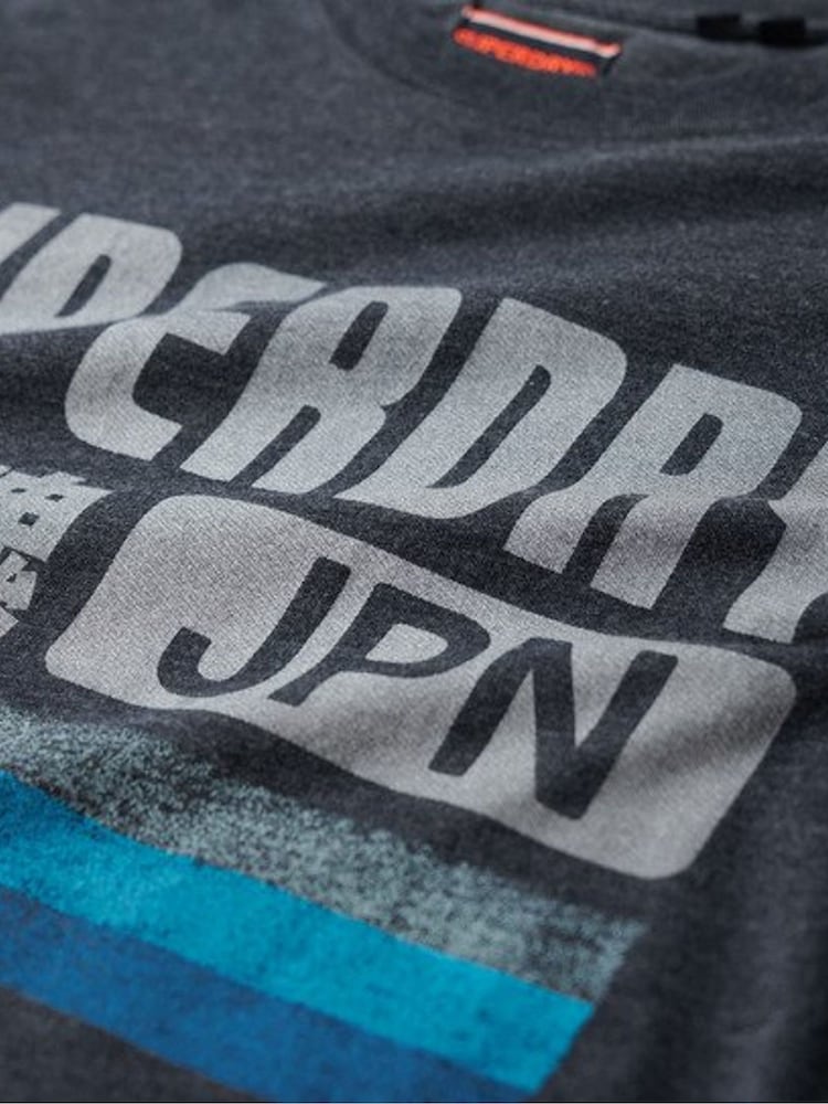 Superdry Blue Japan Stripe Relaxed 100% Cotton T-Shirt - Image 5 of 5