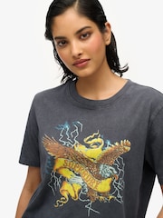 Superdry Grey 100% Cotton Biker Rock Graphic Relaxed T-Shirt - Image 1 of 5