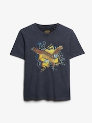 Superdry Grey 100% Cotton Biker Rock Graphic Relaxed T-Shirt - Image 4 of 5